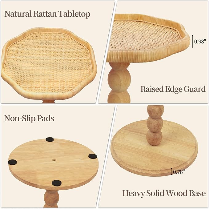 Drink Table, Boho Rattan Flower Small Side Table - Image 6