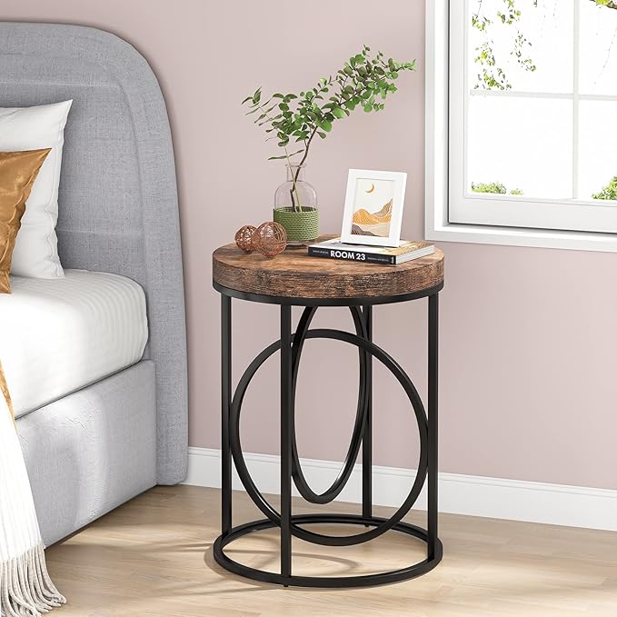 Tribesigns Round End Table for Living Room, 20-Inch Wide, Industrial Side Table - Image 3