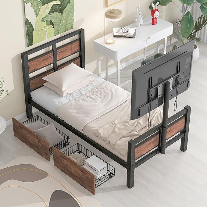 Twin Size Metal Platform Bed - Image 5