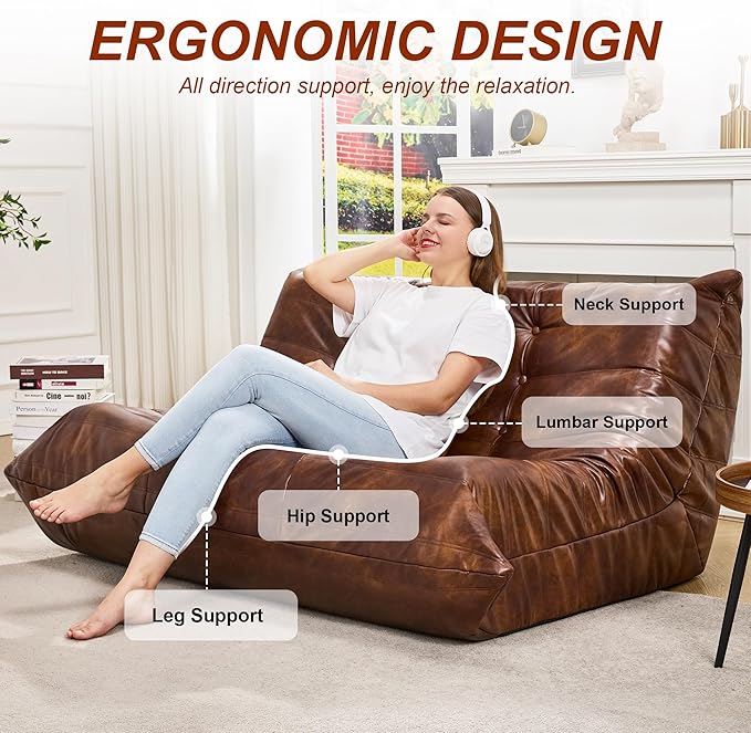 Hobestluk Bean Bag Chair Giant Bean Bag Sofa 2 Seater Bean Bag Chairs - Image 4