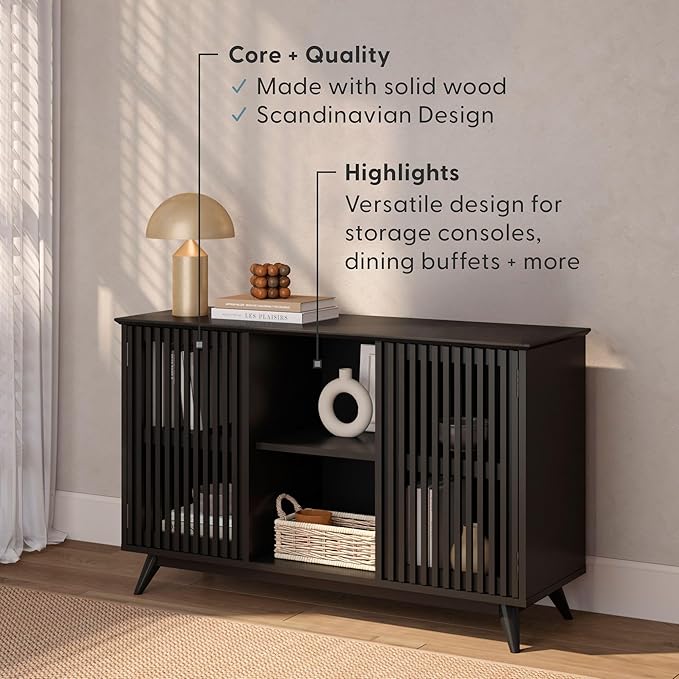 Plank+Beam Mid-Century Modern Wood TV Stand, Solid Wood Entertainment Console - Image 4