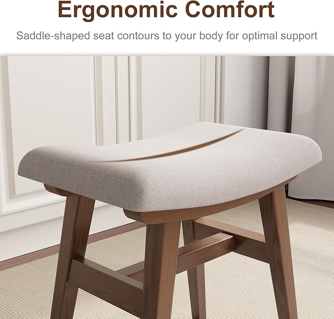 Solid Wood Small Vanity Stool, Compact Makeup Chair - Image 4