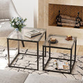 VILAWLENCE Coffee Table Set of 2, Modern Black Glass Side Table, Metal Frame by VILAWLENCE