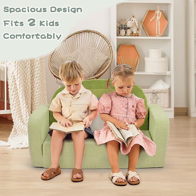 Extra Wide Kids Couch, 2-in-1 Soft Toddler Couch - Image 3
