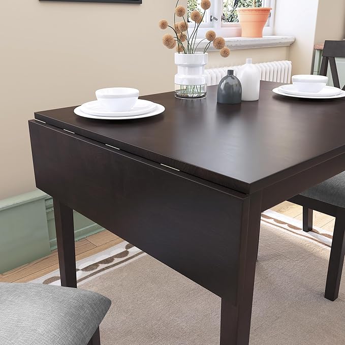 Merax Farmhouse Wooden Dining Set of 3, 45.6 inch Extendable Kitchen Table - Image 4
