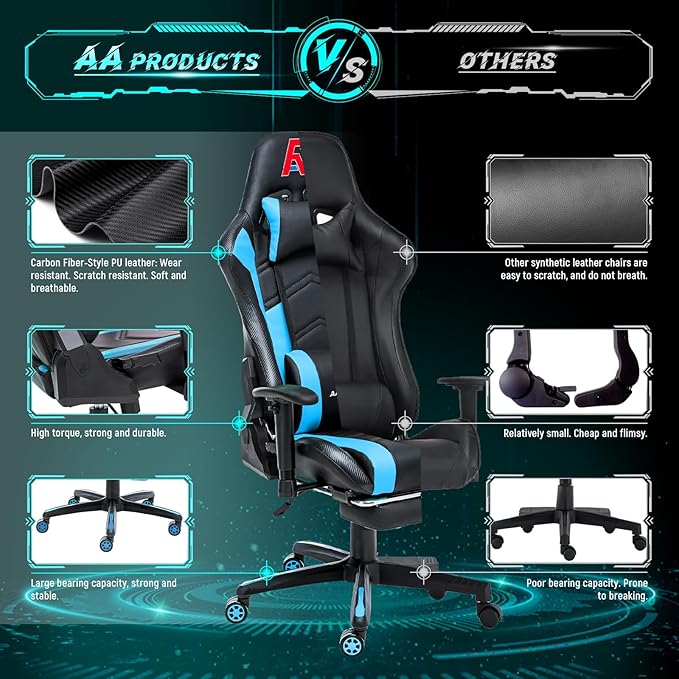 AA Products Gaming Chair Ergonomic High Back Computer Racing Chair Adjustable - Image 6