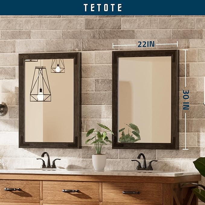 TETOTE 22 x 30 Black Wooden Mirror - Image 7