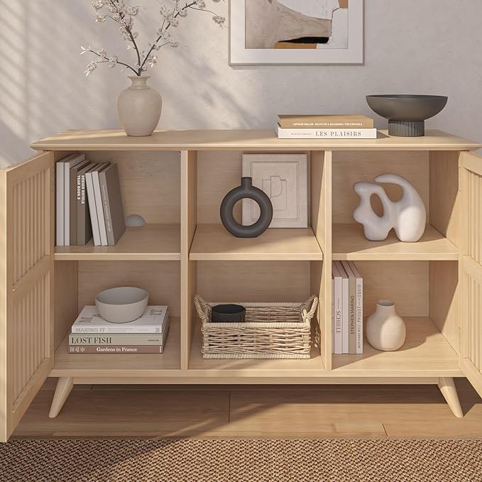 Plank+Beam Mid-Century Modern Wood TV Stand, Solid Wood Entertainment Console - Image 6