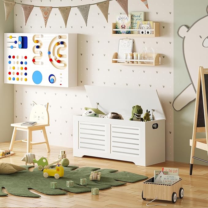 DINZI LVJ Storage Chest, 43.3” Wooden Toy Box - Image 3