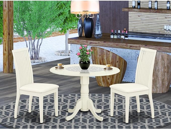 East West Furniture DLIP3-WHI-C 3 Piece Kitchen Table Set - Image 6