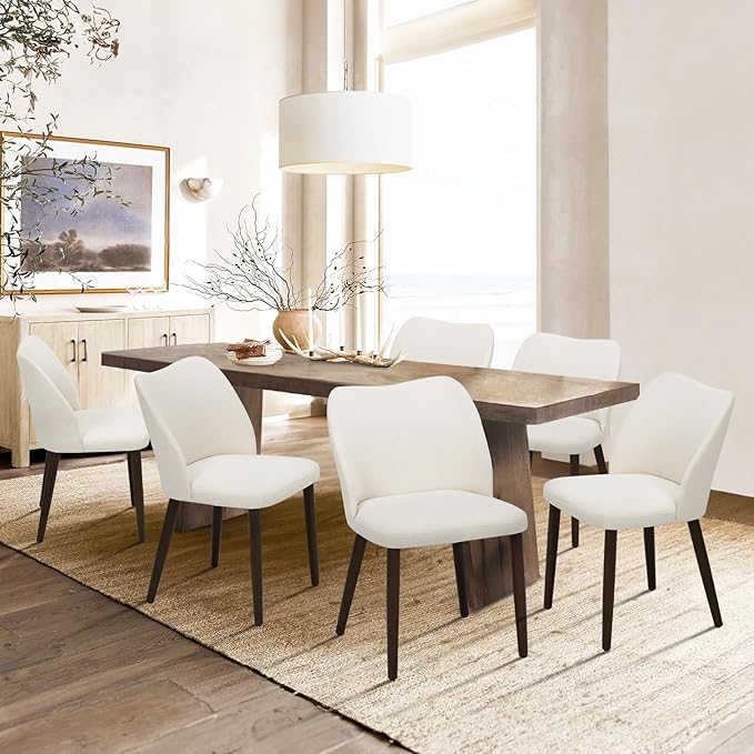 COLAMY Upholstered Dining Chairs Set of 6, Modern Fabric Dining Room Kitchen by COLAMYINC