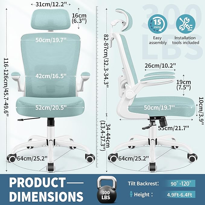 FelixKing Ergonomic Office Chair, Headrest Desk Chair Office Chair - Image 2