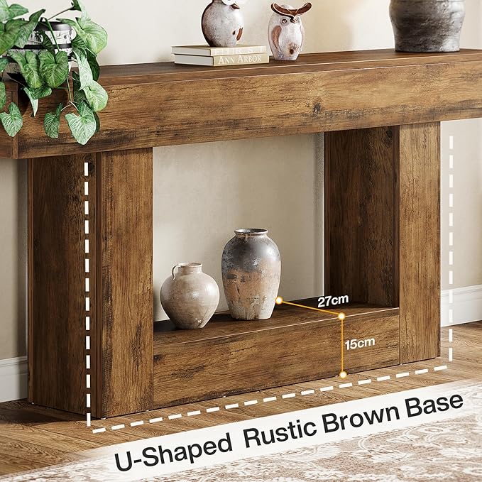 Tribesigns 63" Console Table, Farmhouse 2-Tier Entryway Table - Image 7