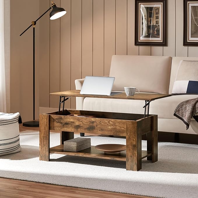 Yaheetech Vintage Coffee Table, Lift Top Coffee Table - Image 2