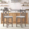 COLAMY Wooden Bar Stools Set of 2, Counter Height Bar Stools, Mid Century by COLAMYINC
