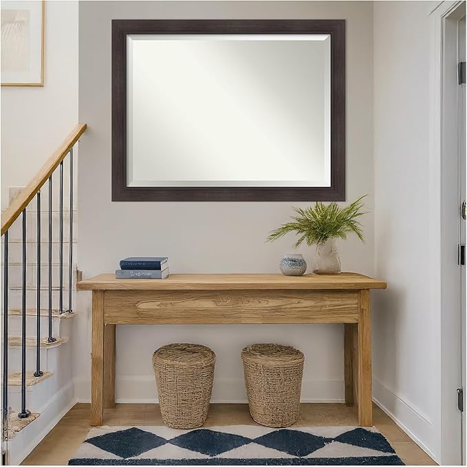 Amanti Art Brown Wall Mirror 36x46 Sloped Espresso Rectangle Bathroom Mirror - Image 7