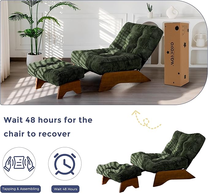 MAXYOYO Accent Chair with Ottoman Adjustable Backrest, Tufted Living Room Chair - Image 5