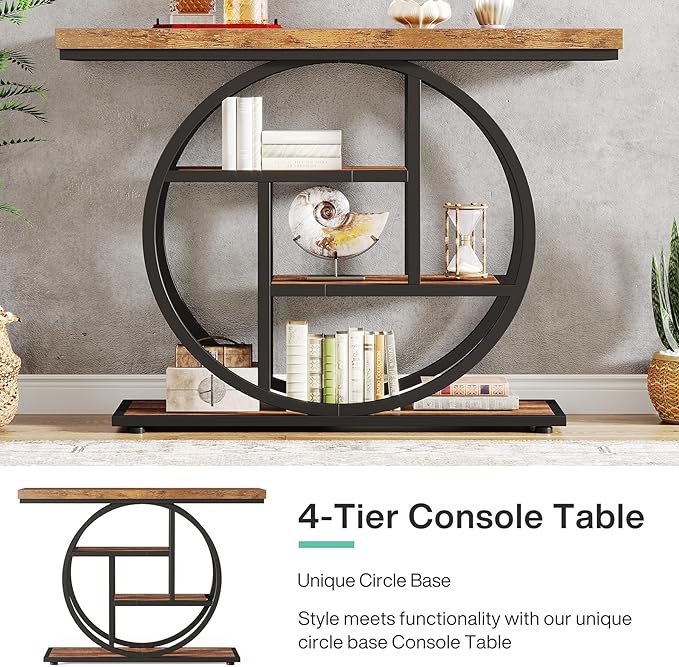 Tribesigns 41.3" Console Table, Industrial 4-Tier Sofa Table Entryway Table - Image 6