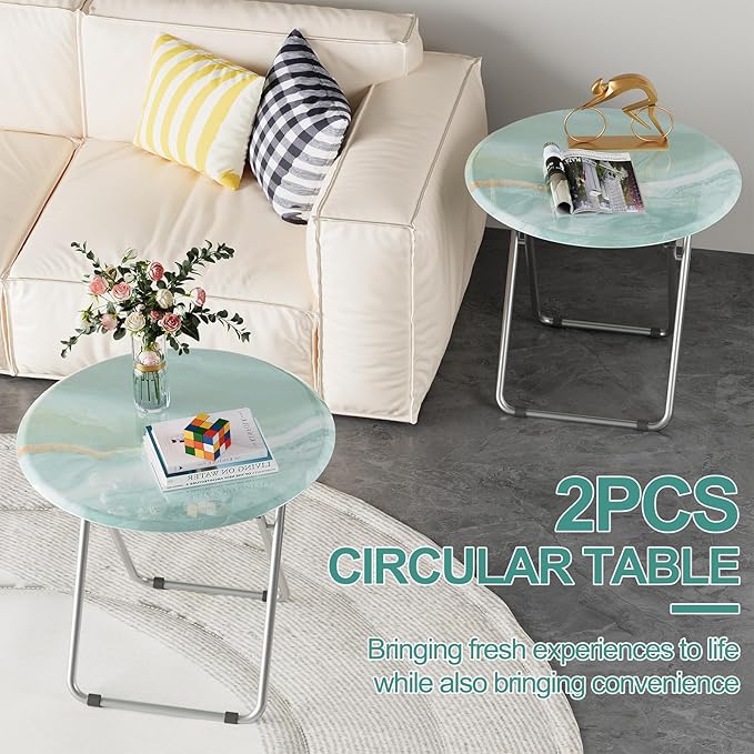 TV Tray Round Table, Small Foldable Table, Portable Dinner Table - Image 7