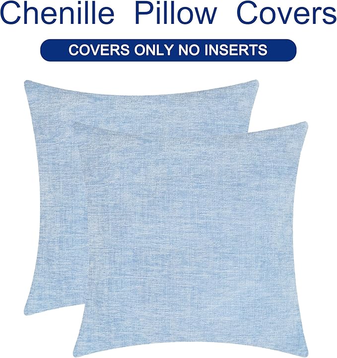 CaliTime Throw Pillow Covers Decorative 24 X 24 Inches Pack of 2 Cozy Chenille - Image 6
