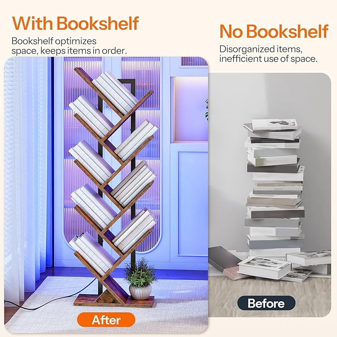 HOOBRO Tree Bookshelf, 9-Tier Tree Bookshelf - Image 6