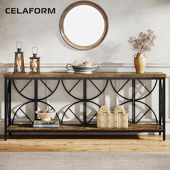 70.9-Inch Extra Long Sofa Table, Narrow Console Table Behind Couch - Image 4