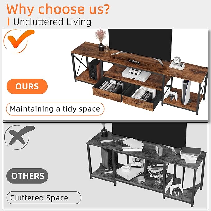 TV Stand with Fabric Drawers for 80 85 Inches TV - Image 2