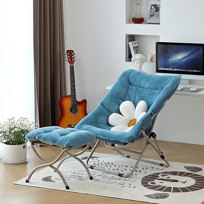 Comfy Folded Chair, Soft Faux Fur Oversized Folding Chair, Flexible Lounge Lazy - Image 2