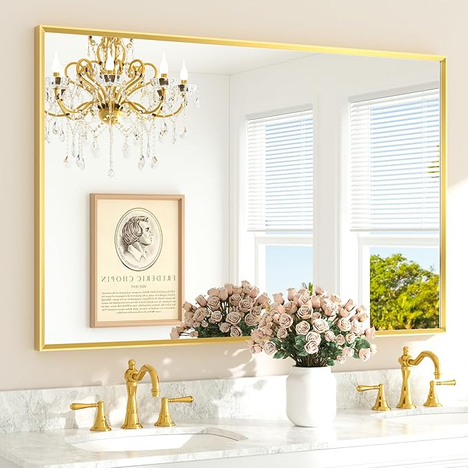 TETOTE Brushed Gold Bathroom Mirror by TETOTE