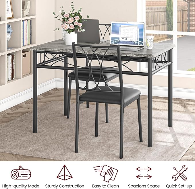 IDEALHOUSE Dining Table Set for 4, Kitchen Table and Chairs Set for 4, - Image 5