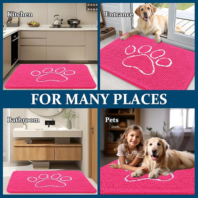 OLANLY Door Mat for Muddy Dog Paws 36x24, Ultra Absorbent Chenille Mud Doormat - Image 8