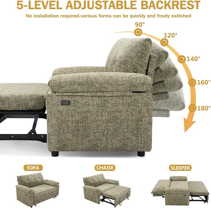 Vipbear 3-in-1 Convertible Sofa Bed, Pull Out Sleeper Sofa - Image 5