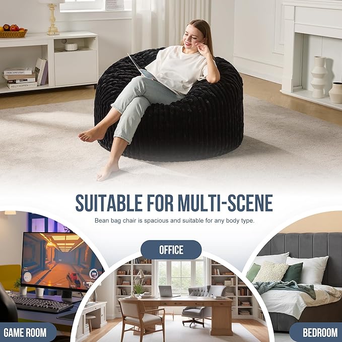 Hobestluk 3ft Bean Bag Chairs for Adults Large Beanbag Chair - Image 6