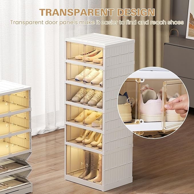 ELPHECO 6 Tier 12 Pairs Foldable Shoe Rack Shoe Organizer - Image 3