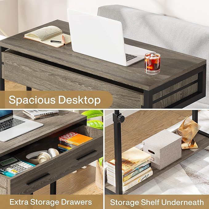 Tribesigns Portable Desk with Drawers, Mobile Laptop Desks with Wheels - Image 7