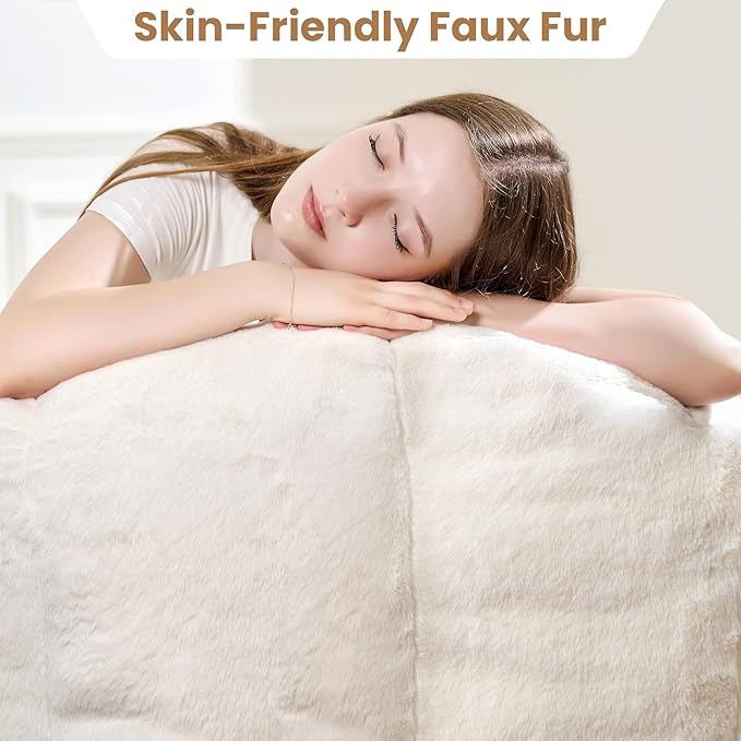 Bean Bag Chairs for Adults, Faux Fur Reading Chair - Image 5