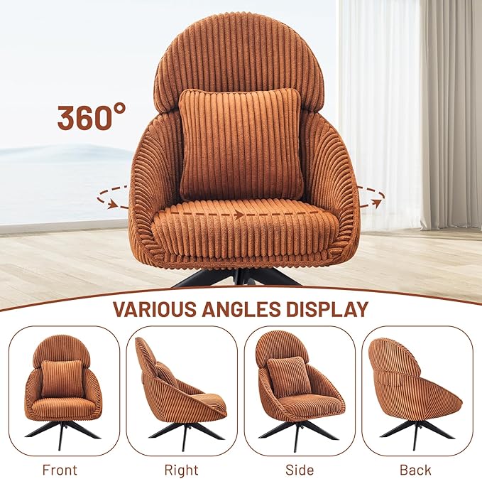 Furniliving Large Swivel Accent Chair Modern Arm Chair Sofa Chair - Image 7