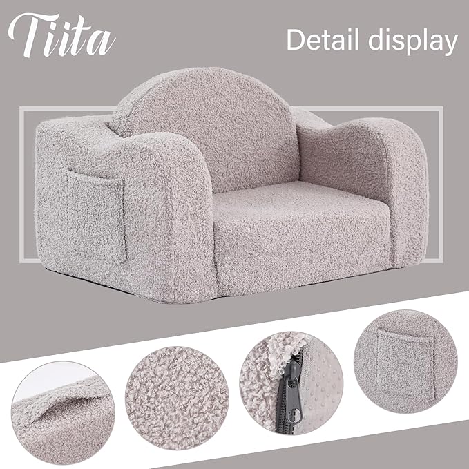 Tiita Kids Sofa, 2-in-1 Kid Sofa Chair, Convertible Chirldren Couch to Lounger - Image 5