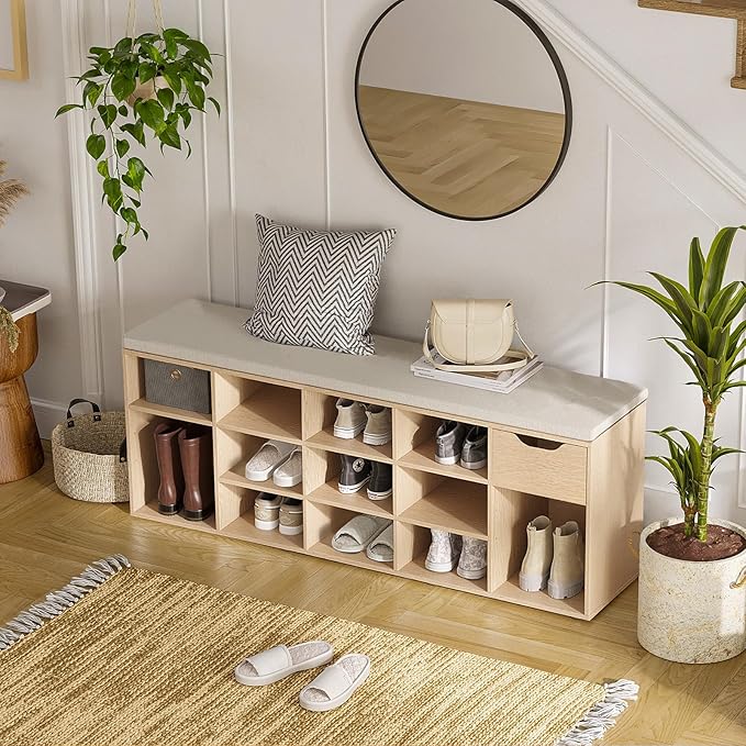 DINZI LVJ Shoe Bench, Entryway Storage Bench - Image 9