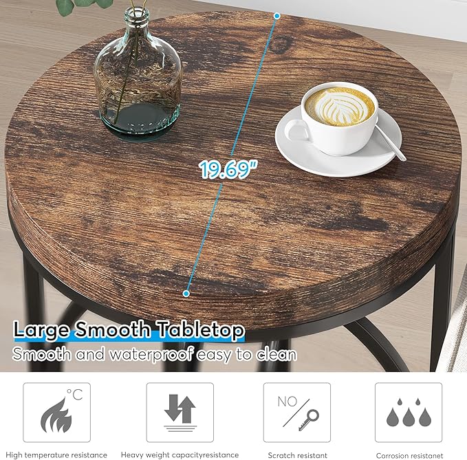 Tribesigns Round End Table for Living Room, 20-Inch Wide, Industrial Side Table - Image 5