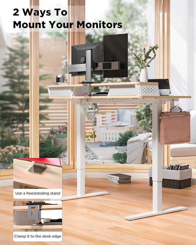 35x20 Inch Standing Desk with Double Drawers, C-Clamp Mount Compatible - Image 5