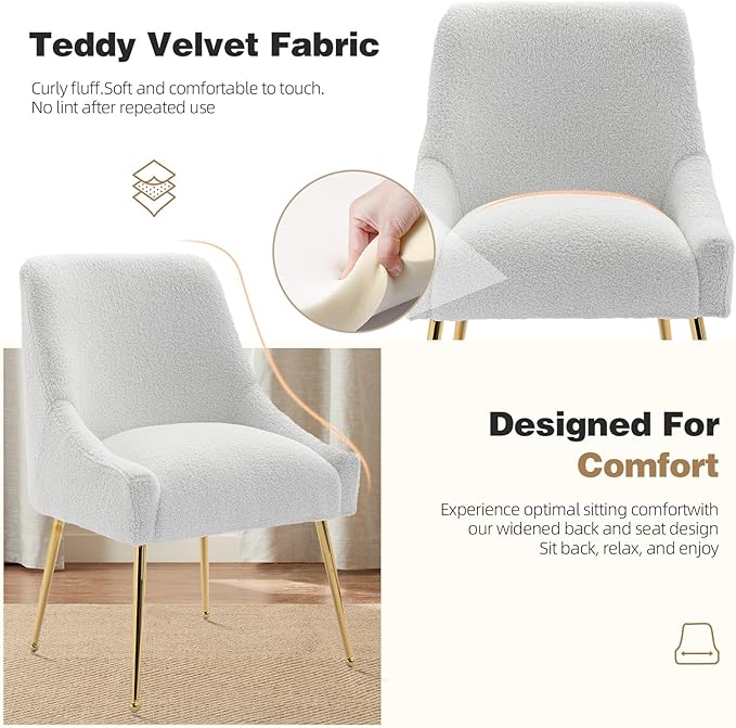 Dining Chairs Medieval Modern Restaurant Chairs, Soft Cushions, Teddy Velvet - Image 5