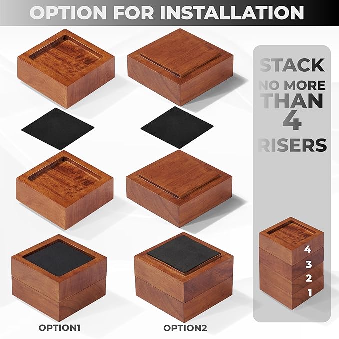 FASONLA Bed Risers Furniture Risers Lifts Height 1", Solid Natural Wood Risers - Image 3