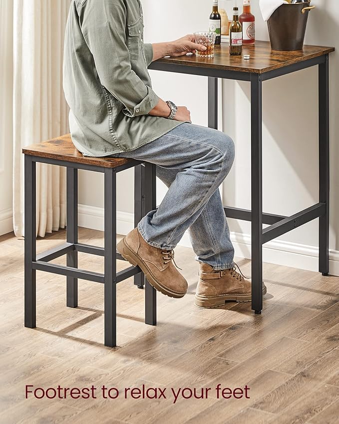 VASAGLE Bar Table and Chairs Set, Square Table - Image 6