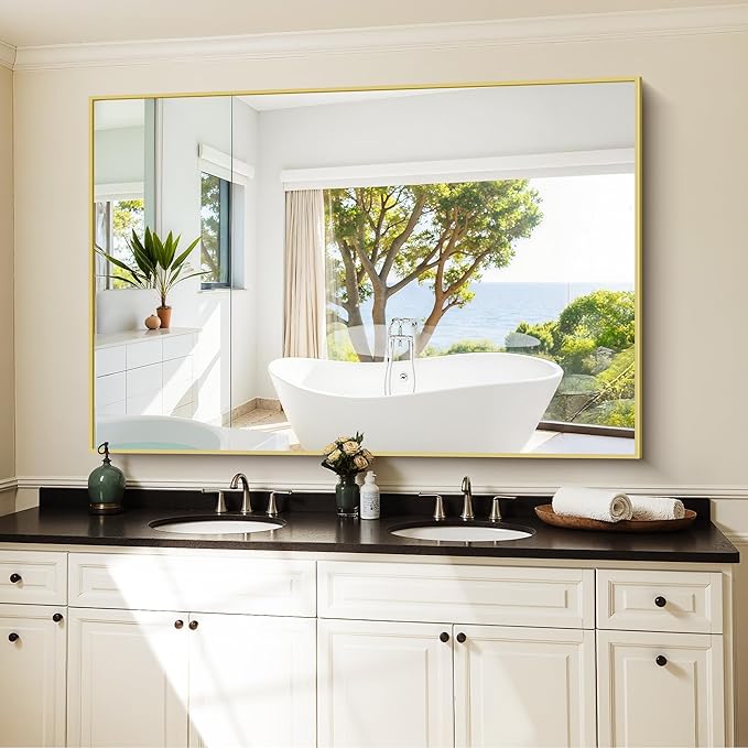 KOCUUY Large Gold Bathroom Mirror, 55x36 inch Rectangular Mirror by KOCUUY
