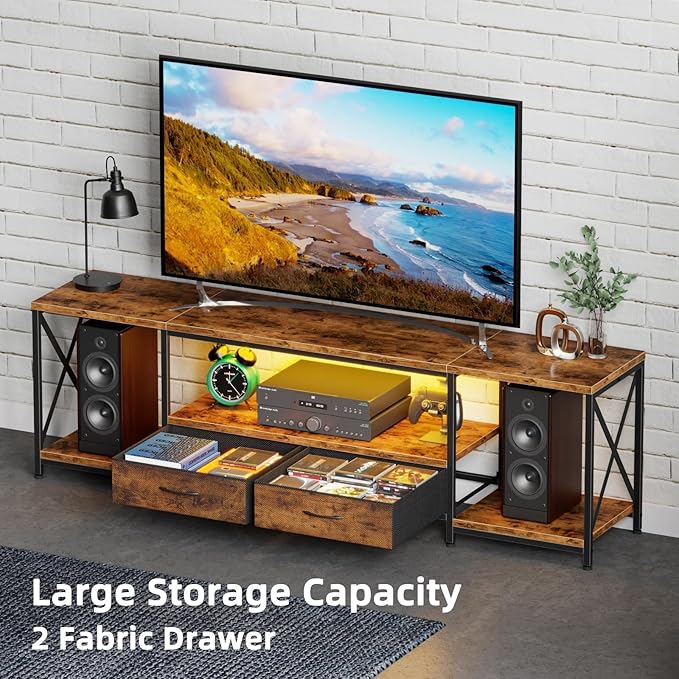 LED TV Stand with 2 Fabric Drawers - Image 4