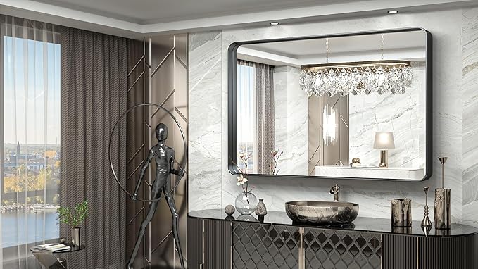 TokeShimi 60 x 40 Inch Black Bathroom Mirror - Image 2