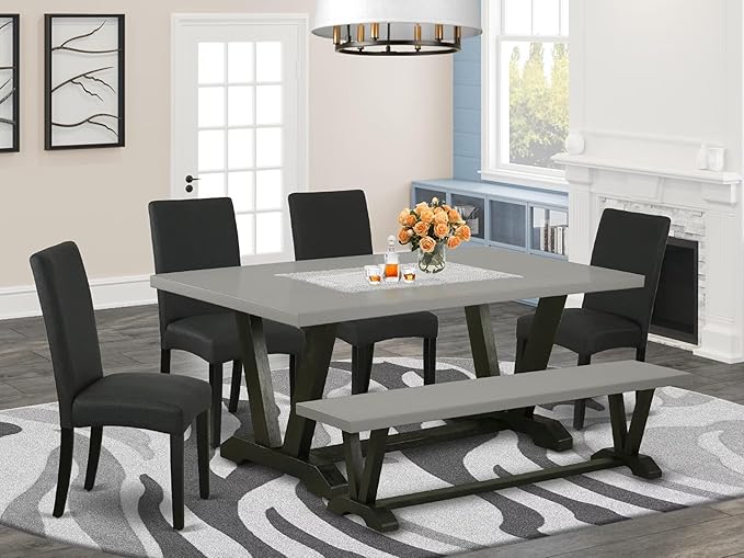East West Furniture V697DR124-6 6 Piece Dining Table Set Contains a Rectangle - Image 2