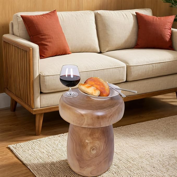 TORMAYS HOME Handmade Wood Side Table Tree Stump End Table Solid Wood Stool - Image 5