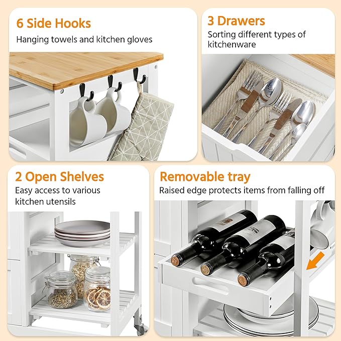 Yaheetech Kitchen Island Cart on Wheels - Image 5
